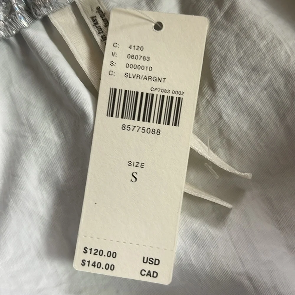 New Anthropologie Metallic Silver Shine Cargo Maxi Skirt Women’s Size Small - Picture 13 of 16